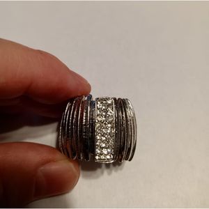 Sparkly Diamond Wide Band Statement Ring